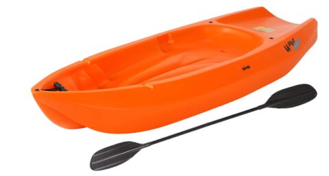 this is an image of a orange kayak