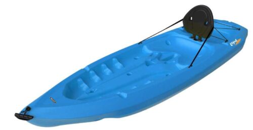 this is an image of a light blue kayak
