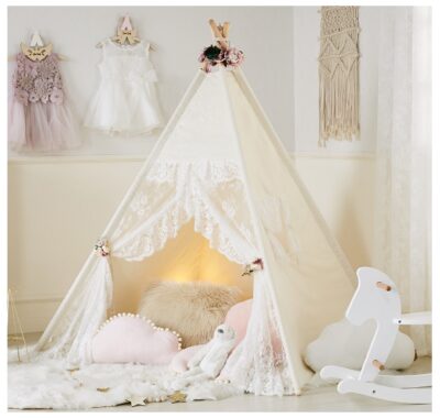 this is an image of kid's teepee little dove floral classic in white color