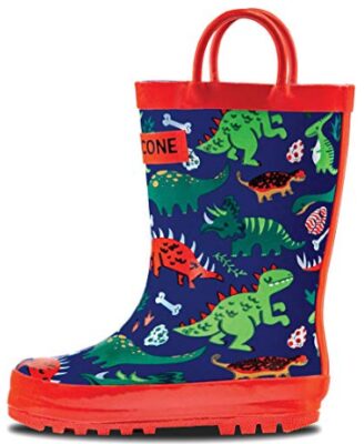 this is an image of kid's lonecone rain boot in multi-colored colors