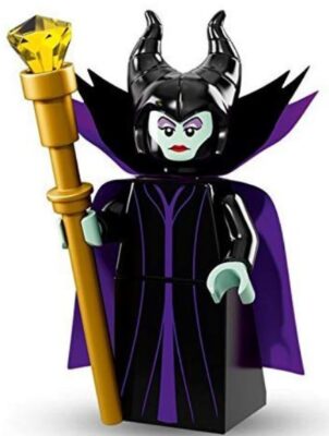 this is an image of kid's lego disney minifigure maleficent in violet and black colors