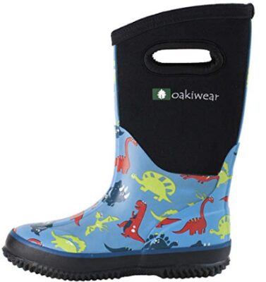this is an image of kid's oaki neoprene rain boot in multi-colored colors