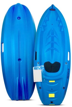 this is an image of 2 ocean blue beginners seaflo kayaks 
