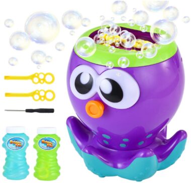 This is an image of kids bubble machine in octopos design have purple color
