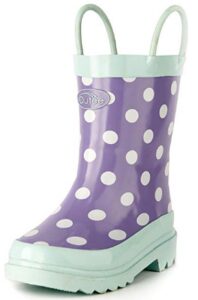 this is an image of kid's outee rain boot in violet and bleu light colors