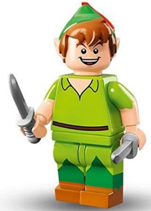 this is an image of kid's lego disney minifigure peter pan in green color