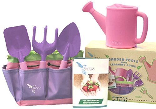 This is an image of Pink gardening tools for kids with STEM 