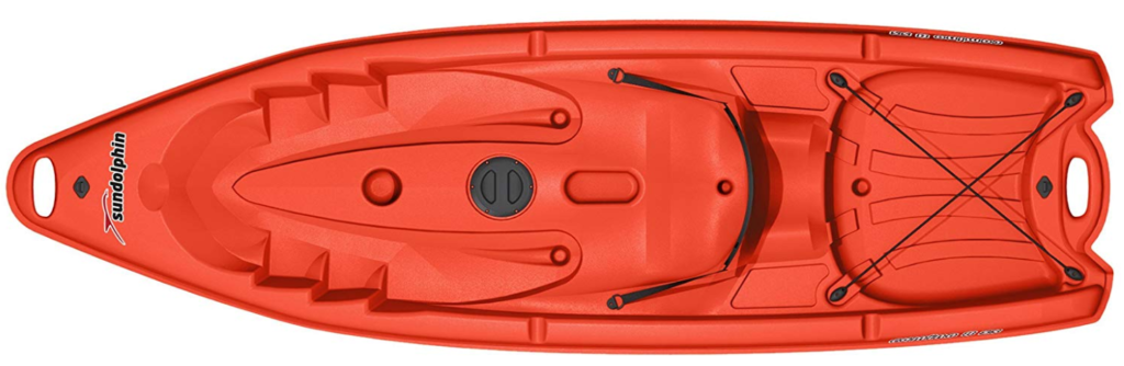 this is an image of a red kayak, 8 foot long