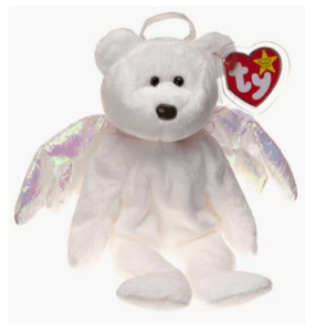 This is an image of kids sympathy bear toy, Ty Beanie Babies - Halo The Angel Bear