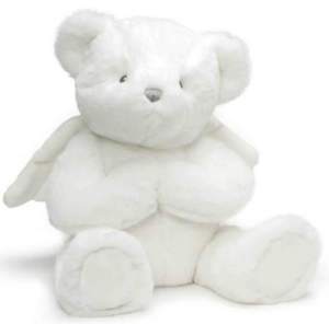 This is an image of kids sympathy bear toy, GUND Baby My Little Angel Plush Stuffed Bear, 14", Multicolor