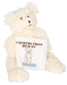 This is an image of kids sympathy white plush bear toy, Whispers from Heaven Bear Memorial Keepsake