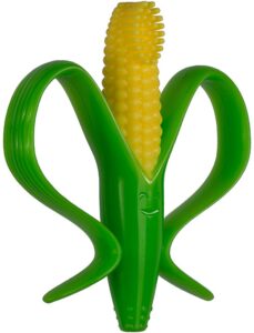 This is an image of a baby banana teething corn cob toy
