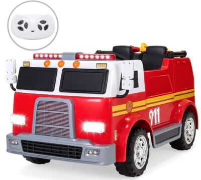 This is an image of a Red toy ride on firetruck