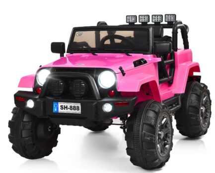This is an image of a Pink Ride on Jeep