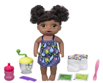 This is an image of a Black hair Baby alive doll