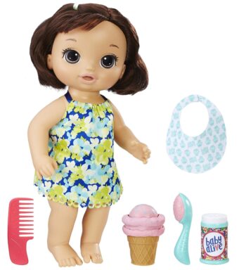 This is an image of a Brunette Baby alive doll