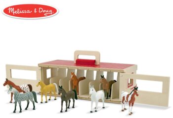 This is an image of a horse stable set toy