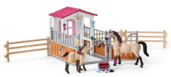 This is an image of a Pink horse stall play set toy