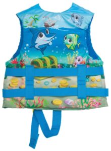 This is an image of a Blue kids life jacket