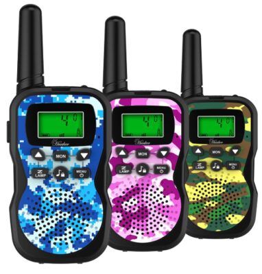 this is an image of a 3 pack walkie talkie for kids. 
