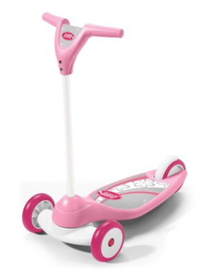 this is an image of a pink scooter for little kids. 