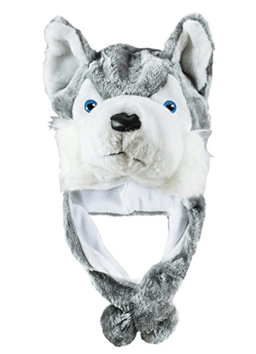 Super Z Outlet Husky Timber Wolf Cute Plush Animal Winter Hat Warm Winter Fashion (Short)
