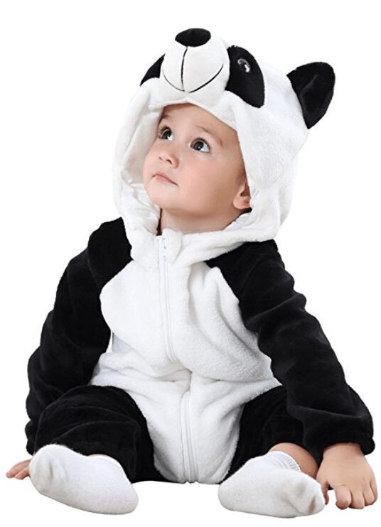 Michley Unisex Baby Winter Hooded Romper Flannel Panda Style Cosplay Clothes