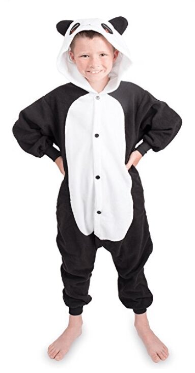 Emolly Kids Panda Animal Onesie Pajama Costume - Soft and Comfortable With Pockets!