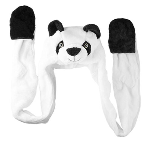 Panda Bear Plush Animal Winter Ski Hat Beanie Aviator Style Winter (Long)