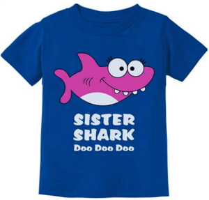 This is an image of kids Tstars - Sister Shark Doo Doo Gift for Big Sister Toddler Kids T-Shirt