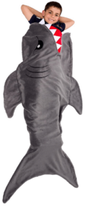 This is an image of kids Silver Lilly Animal Tail Blanket - Plush Animal Sleeping Bag Blanket for Kids (Gray Shark)