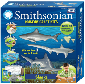 This is an image of kids shark Smithsonian Sharks Perfect Cast Museum Cast, Paint, Display and Learn Craft Kit