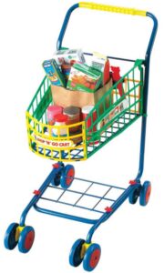 this is an image of kid's shop n go cart in multi-colored colors