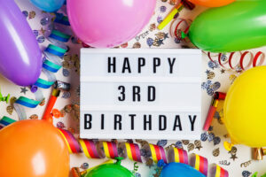 this is an image of a lightbox reading happy 3rd birthday