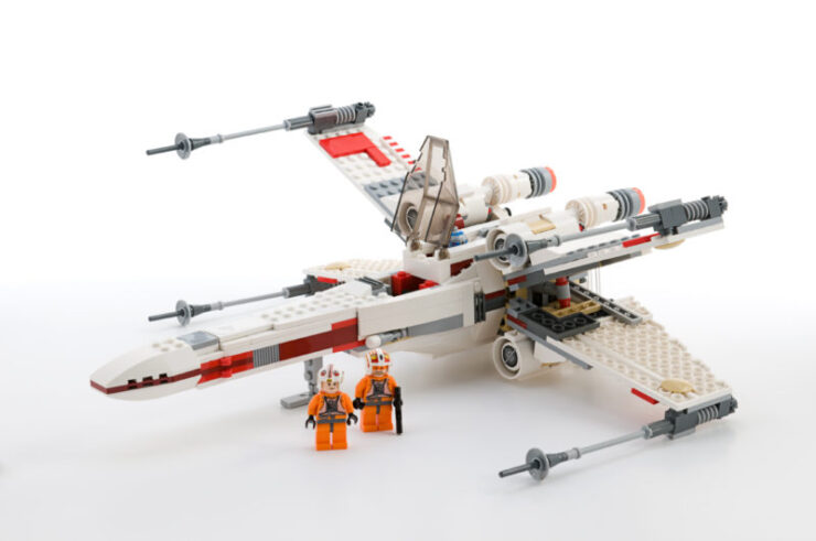 This is an image of a Ankara, Turkey - June 02, 2012: Lego Star Wars. Classic X-wing starfighter isolated on white background.