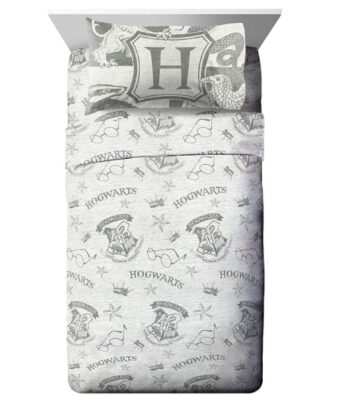 this is an image of kid's harry potter spellbound sheet set in gray color