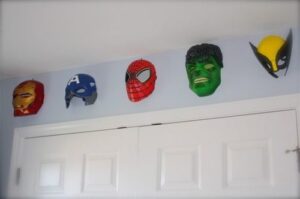 superhero Wall Decoration with hulk, captain america and the iron man masks