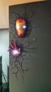 superhero Wall Decoration with iron man breaking through the wall
