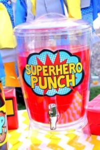 superhero container with red punch
