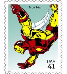 superhero ironman stamp