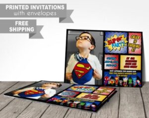 superhero prints personalized photo invitation 