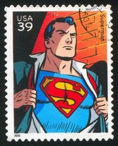 superhero stamp with superman