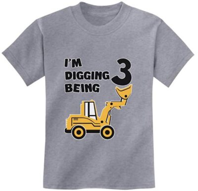 This is an image of boy's T shirt 3 year construction in gray color