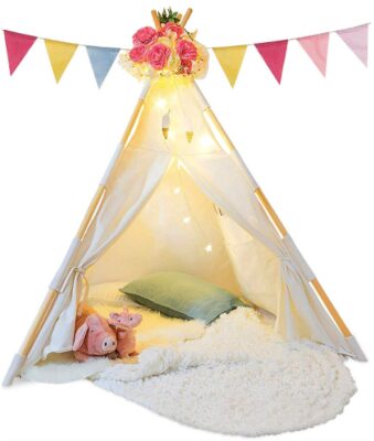 this is an image of kid's teepee tent tazztoys in white color