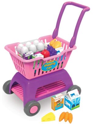 this is an image of kid's the learning journey shopping cart in violet and pink colors