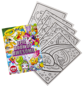 This is an image of kids Crayola Epic Book of Awesome, All-in-One Coloring Book Set, 288 Pages, Kids Indoor Activities, Gift