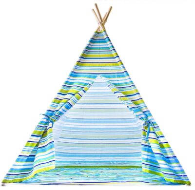 this is an image of kid's teepee urban in yellow and bleu colors