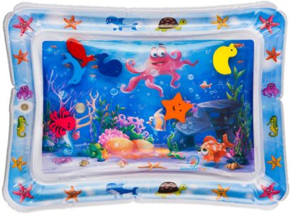 This is an image of baby blue inflatable water mat toy