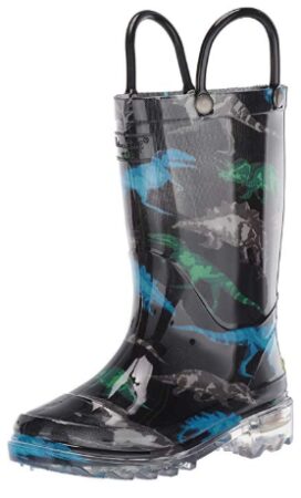 this is an image of kid's western chief rain boot in multi-colored colors