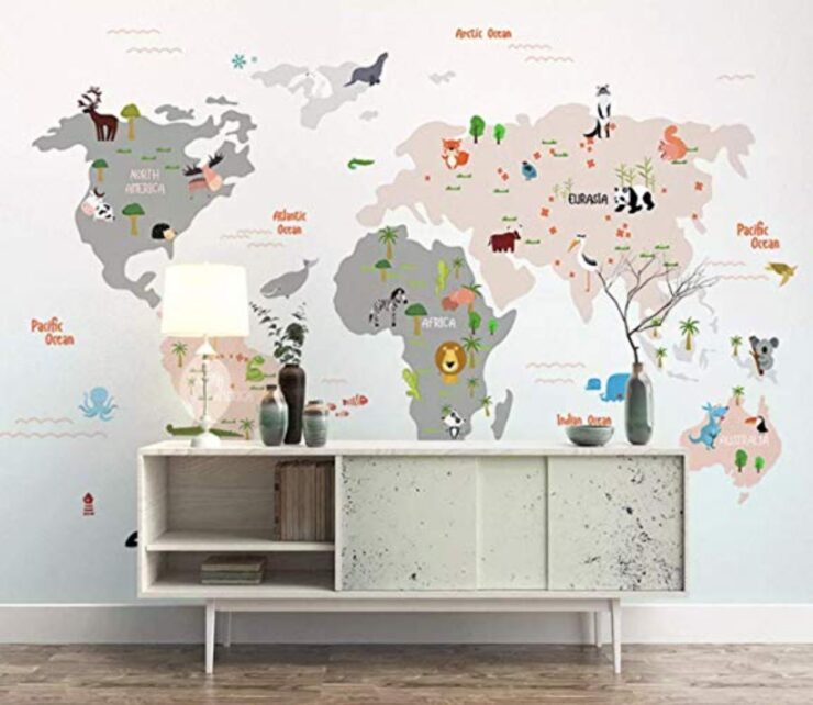 this is an image of world map wall decals